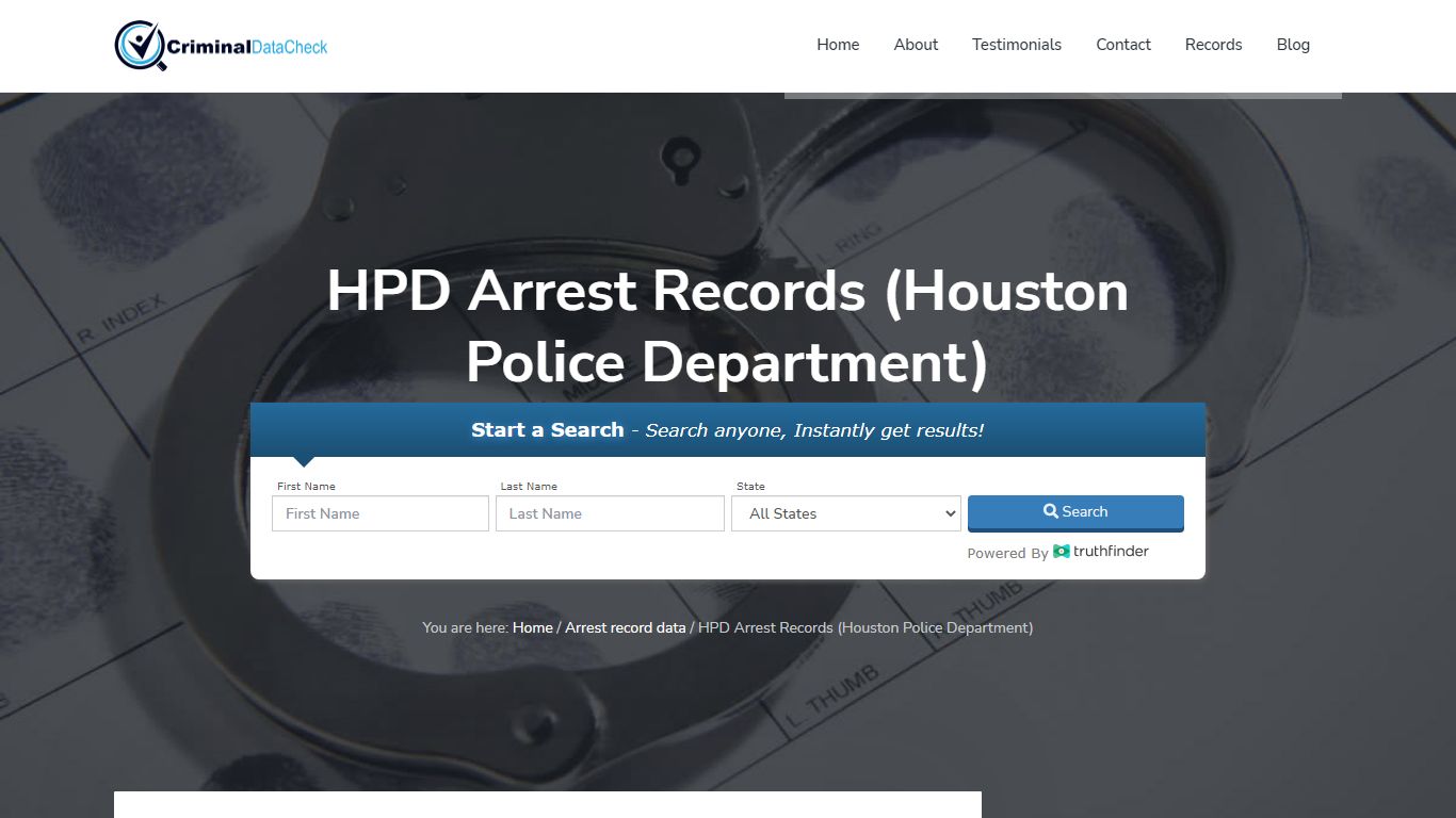 HPD Arrest Records (Houston Police Department) - Criminal Data Check